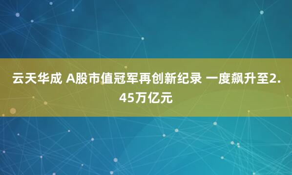 云天华成 A股市值冠军再创新纪录 一度飙升至2.45万亿元