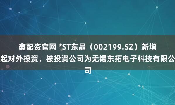 鑫配资官网 *ST东晶（002199.SZ）新增一起对外投资，被投资公司为无锡东拓电子科技有限公司
